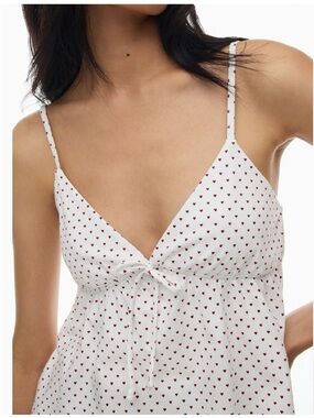 Sunday best Loulou camisole - White Heart-Print Sleep Chemise with Red Hearts
